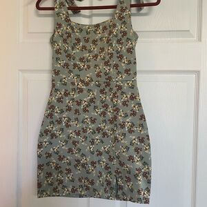 Trixxi Floral Mini Dress - Green and Brown